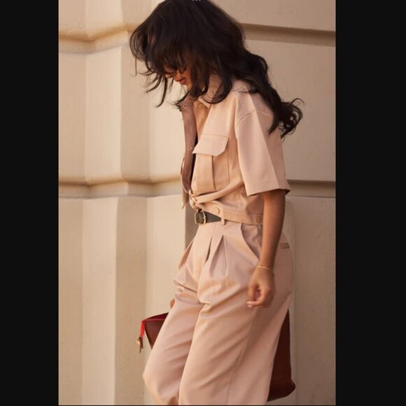 East on Rodeo Tan Petite Trousers 10 Short - Picture 2 of 9